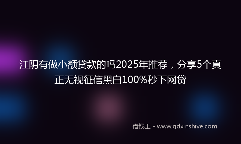 江阴有做小额贷款的吗2025年推荐，分享5个真正无视征信黑白100%秒下网贷