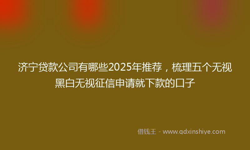 济宁贷款公司有哪些2025年推荐，梳理五个无视黑白无视征信申请就下款的口子