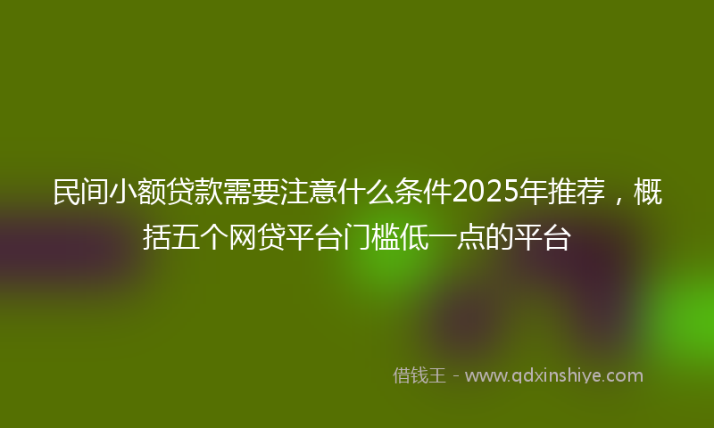 民间小额贷款需要注意什么条件2025年推荐，概括五个网贷平台门槛低一点的平台