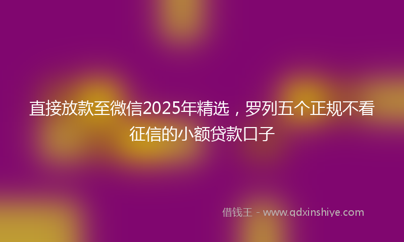 直接放款至微信2025年精选，罗列五个正规不看征信的小额贷款口子