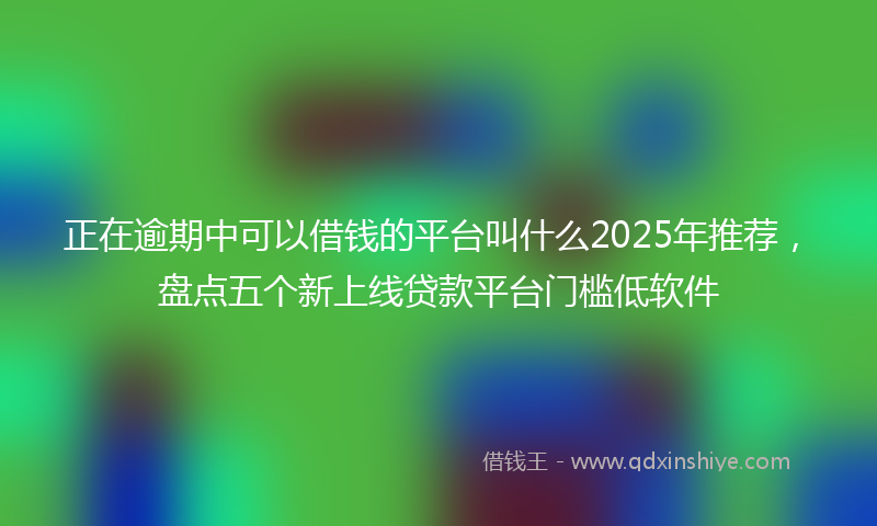 正在逾期中可以借钱的平台叫什么2025年推荐，盘点五个新上线贷款平台门槛低软件