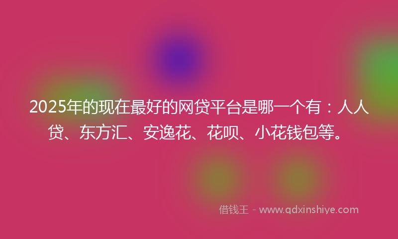 2025年的现在最好的网贷平台是哪一个有：人人贷、东方汇、安逸花、花呗、小花钱包等。