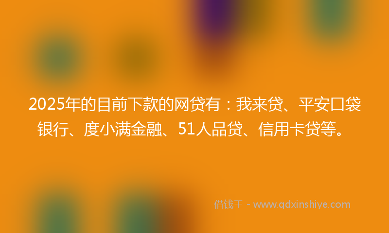 2025年的目前下款的网贷有：我来贷、平安口袋银行、度小满金融、51人品贷、信用卡贷等。