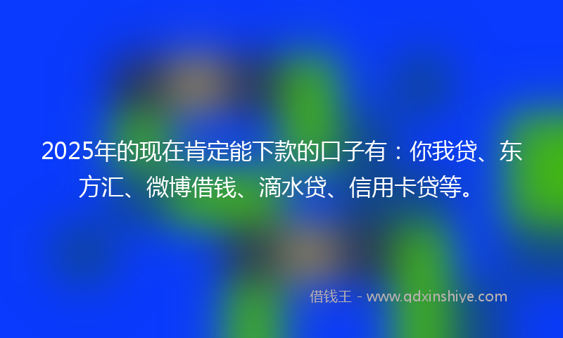 2025年的现在肯定能下款的口子有：你我贷、东方汇、微博借钱、滴水贷、信用卡贷等。