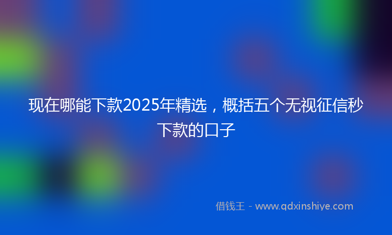 现在哪能下款2025年精选，概括五个无视征信秒下款的口子