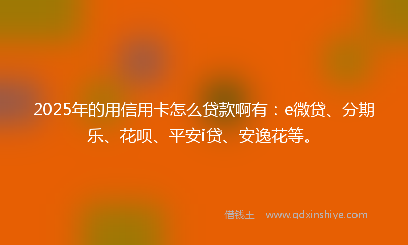 2025年的用信用卡怎么贷款啊有:e微贷、分期乐、花呗、平安i贷、安逸花等。