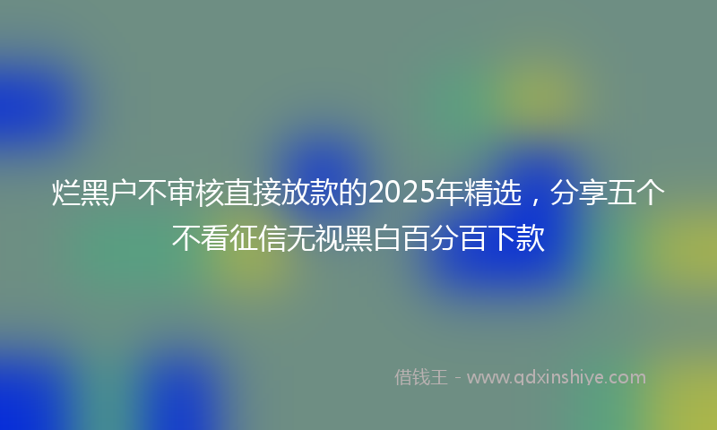 烂黑户不审核直接放款的2025年精选，分享五个不看征信无视黑白百分百下款
