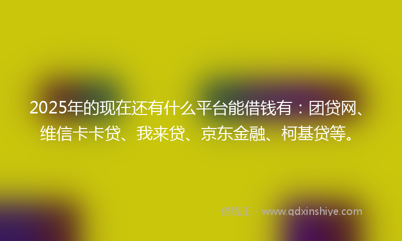 2025年的现在还有什么平台能借钱有：团贷网、维信卡卡贷、我来贷、京东金融、柯基贷等。