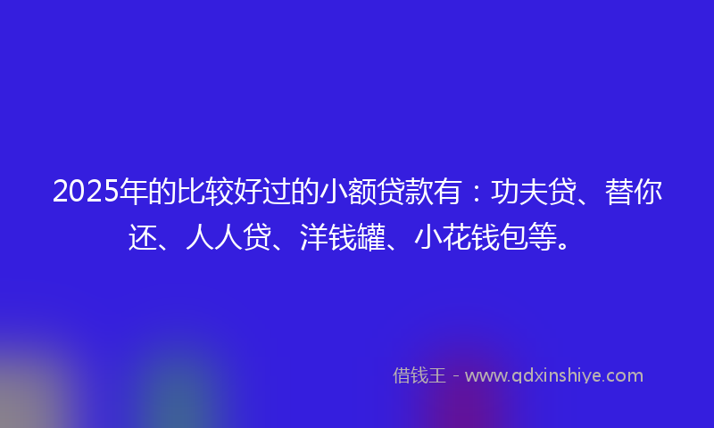 2025年的比较好过的小额贷款有：功夫贷、替你还、人人贷、洋钱罐、小花钱包等。