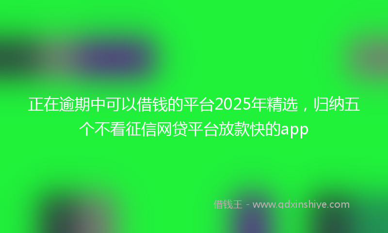正在逾期中可以借钱的平台2025年精选，归纳五个不看征信网贷平台放款快的app