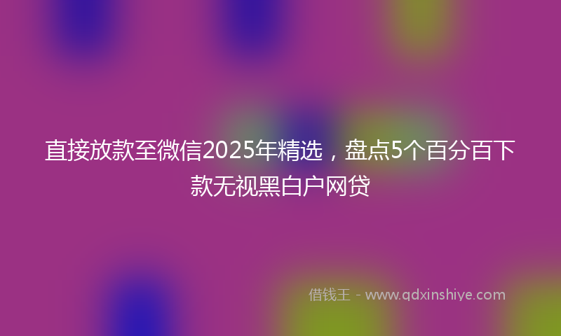 直接放款至微信2025年精选，盘点5个百分百下款无视黑白户网贷