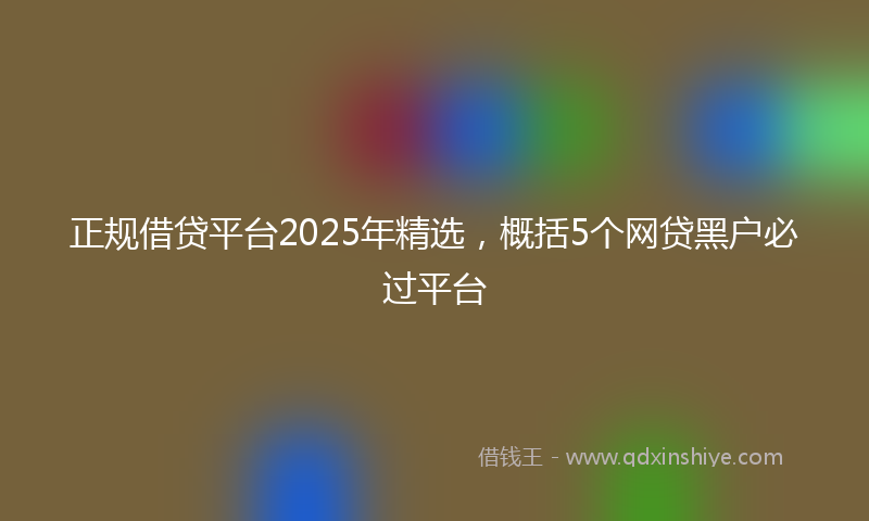 正规借贷平台2025年精选，概括5个网贷黑户必过平台