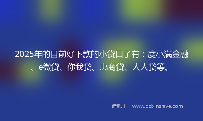 2025年的目前好下款的小贷口子有：度小满金融、e微贷、你我贷、惠商贷、人人贷等。