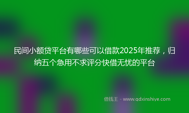民间小额贷平台有哪些可以借款2025年推荐，归纳五个急用不求评分快借无忧的平台