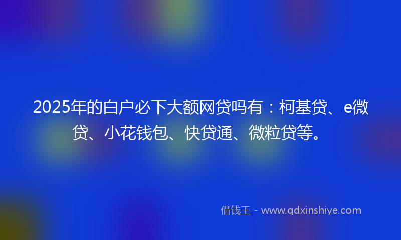 2025年的白户必下大额网贷吗有：柯基贷、e微贷、小花钱包、快贷通、微粒贷等。