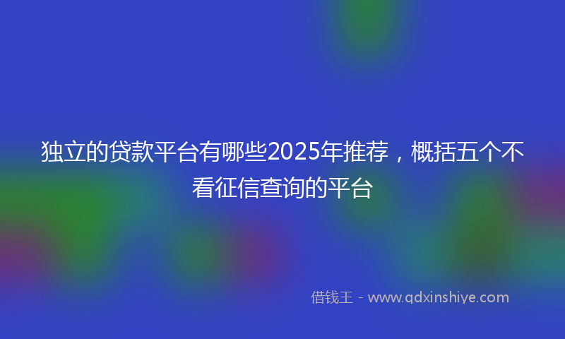 独立的贷款平台有哪些2025年推荐，概括五个不看征信查询的平台