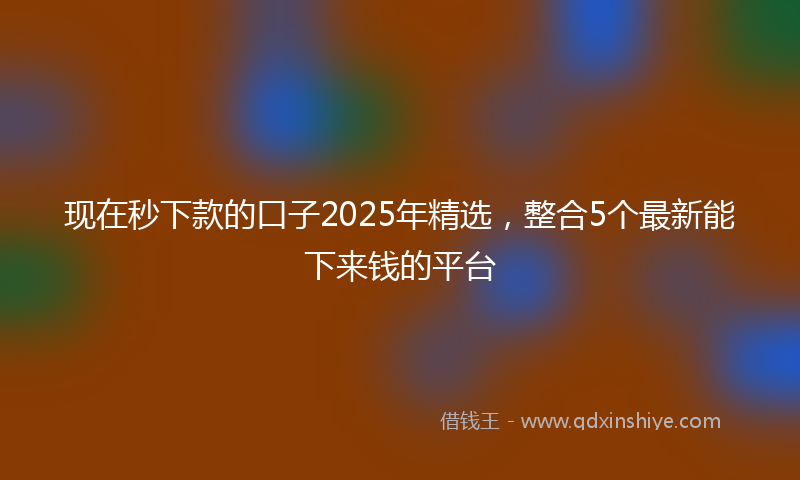 现在秒下款的口子2025年精选，整合5个最新能下来钱的平台