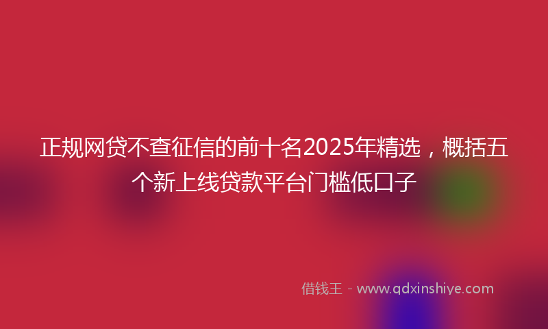 正规网贷不查征信的前十名2025年精选，概括五个新上线贷款平台门槛低口子