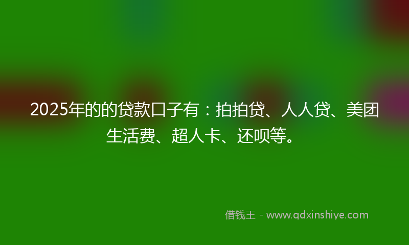 2025年的的贷款口子有：拍拍贷、人人贷、美团生活费、超人卡、还呗等。