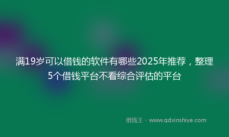 满19岁可以借钱的软件有哪些2025年推荐，整理5个借钱平台不看综合评估的平台
