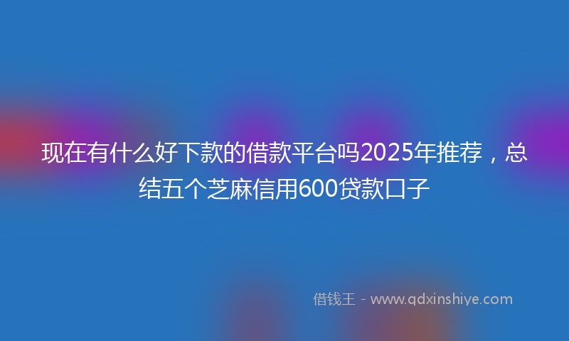 现在有什么好下款的借款平台吗2025年推荐，总结五个芝麻信用600贷款口子