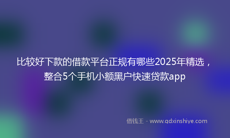 比较好下款的借款平台正规有哪些2025年精选，整合5个手机小额黑户快速贷款app
