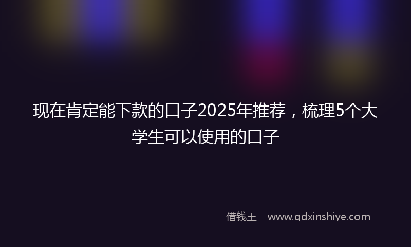 现在肯定能下款的口子2025年推荐,梳理5个大学生可以使用的口子