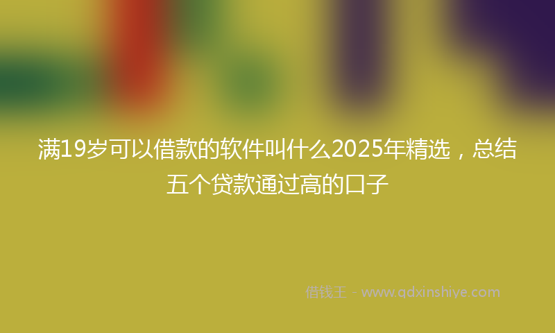 满19岁可以借款的软件叫什么2025年精选，总结五个贷款通过高的口子