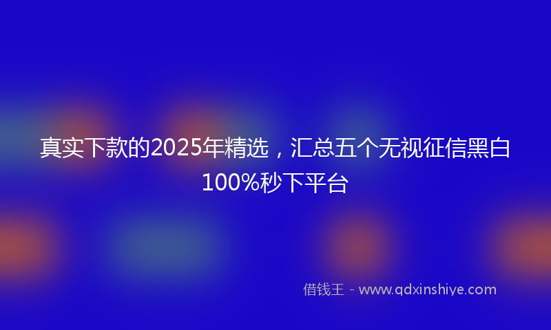 真实下款的2025年精选，汇总五个无视征信黑白100%秒下平台