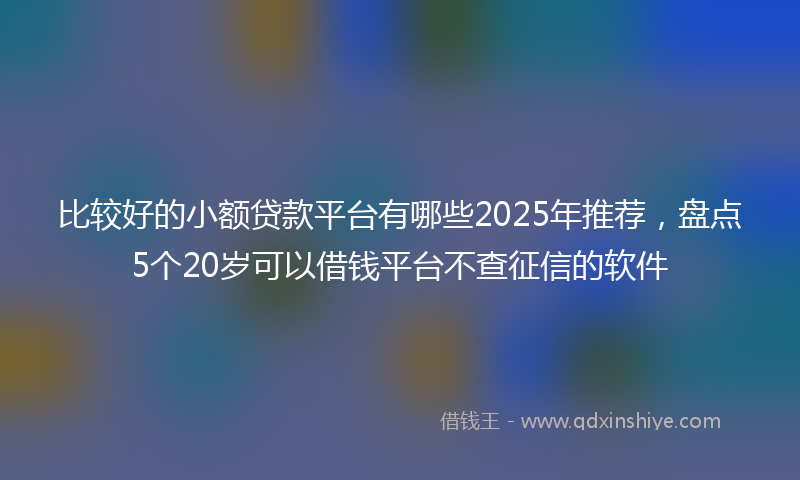 比较好的小额贷款平台有哪些2025年推荐，盘点5个20岁可以借钱平台不查征信的软件
