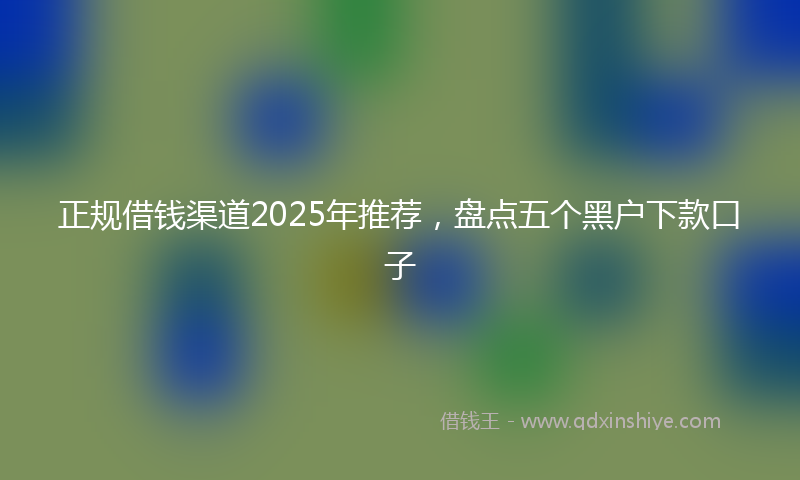 正规借钱渠道2025年推荐，盘点五个黑户下款口子