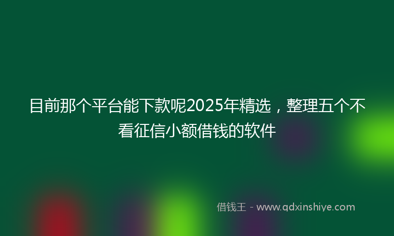目前那个平台能下款呢2025年精选，整理五个不看征信小额借钱的软件