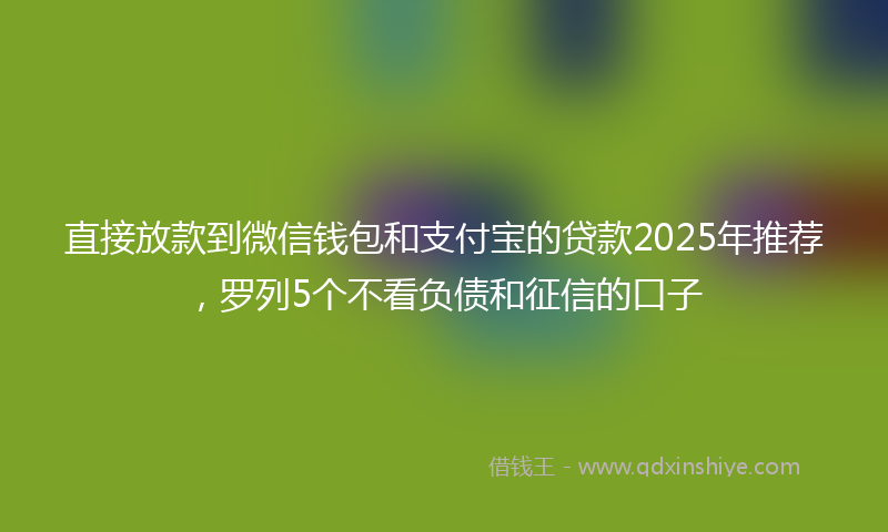 直接放款到微信钱包和支付宝的贷款2025年推荐，罗列5个不看负债和征信的口子