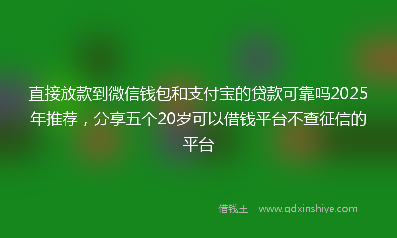 直接放款到微信钱包和支付宝的贷款可靠吗2025年推荐，分享五个20岁可以借钱平台不查征信的平台