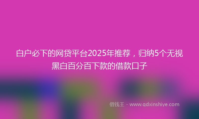 白户必下的网贷平台2025年推荐，归纳5个无视黑白百分百下款的借款口子