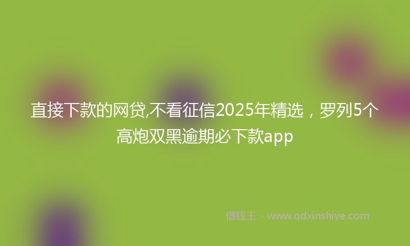 直接下款的网贷,不看征信2025年精选，罗列5个高炮双黑逾期必下款app