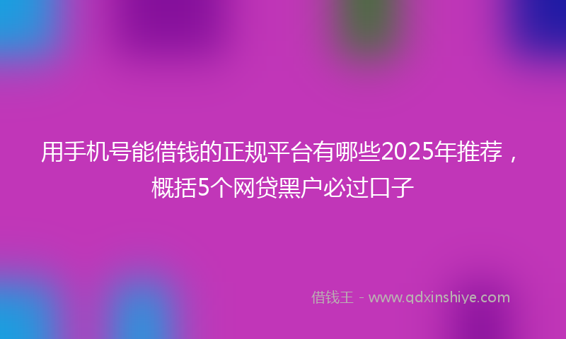 用手机号能借钱的正规平台有哪些2025年推荐，概括5个网贷黑户必过口子