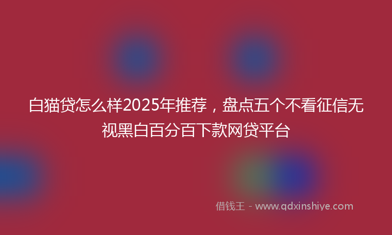 白猫贷怎么样2025年推荐，盘点五个不看征信无视黑白百分百下款网贷平台