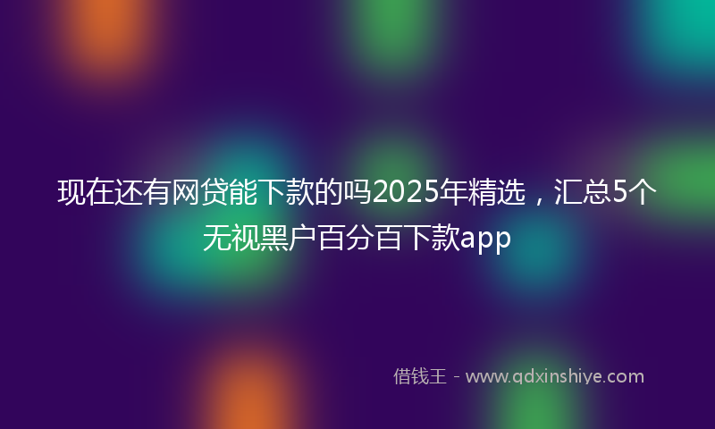 现在还有网贷能下款的吗2025年精选，汇总5个无视黑户百分百下款app