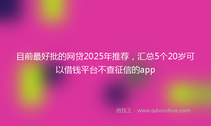 目前最好批的网贷2025年推荐，汇总5个20岁可以借钱平台不查征信的app