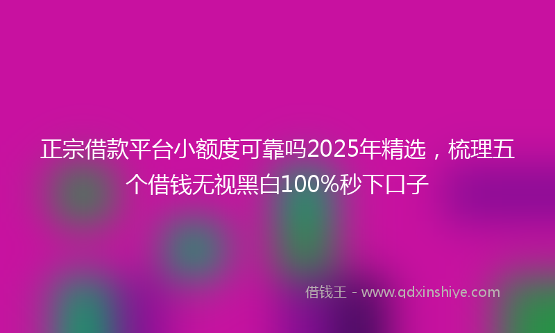 正宗借款平台小额度可靠吗2025年精选，梳理五个借钱无视黑白100%秒下口子