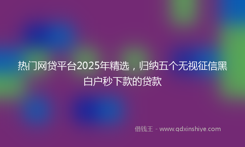 热门网贷平台2025年精选，归纳五个无视征信黑白户秒下款的贷款