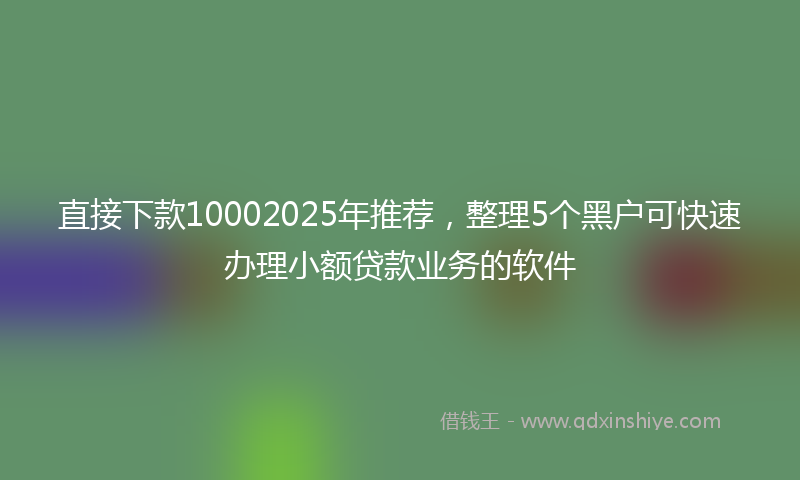 直接下款10002025年推荐，整理5个黑户可快速办理小额贷款业务的软件