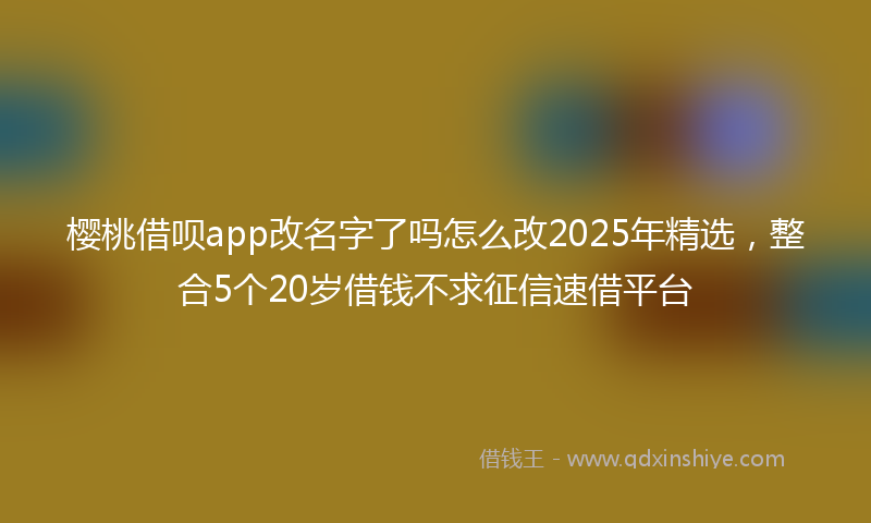 樱桃借呗app改名字了吗怎么改2025年精选，整合5个20岁借钱不求征信速借平台