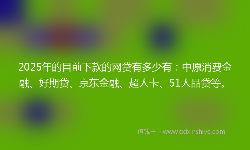 2025年的目前下款的网贷有多少有：中原消费金融、好期贷、京东金融、超人卡、51人品贷等。