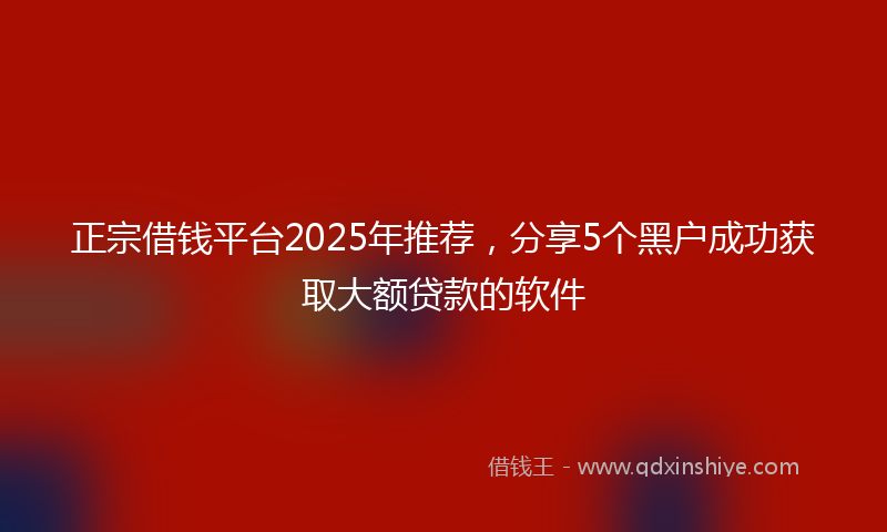 正宗借钱平台2025年推荐，分享5个黑户成功获取大额贷款的软件