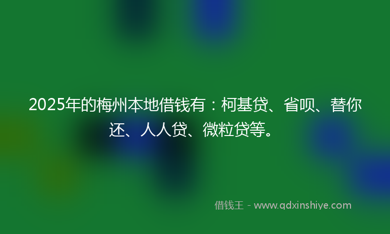 2025年的梅州本地借钱有：柯基贷、省呗、替你还、人人贷、微粒贷等。