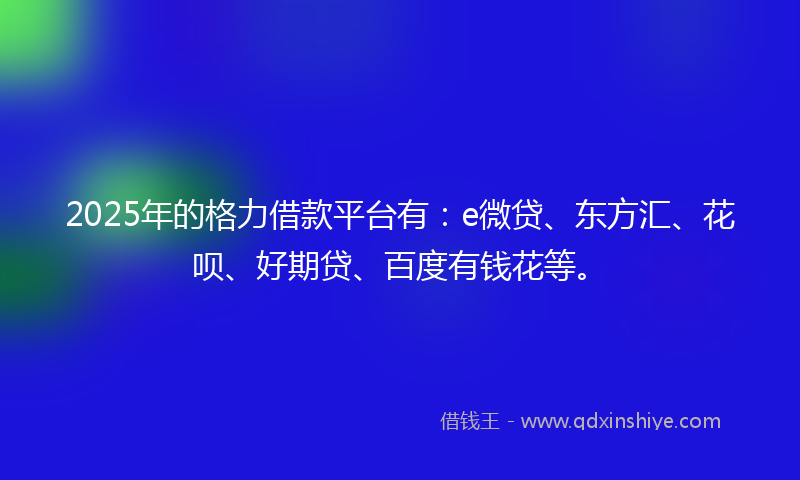 2025年的格力借款平台有：e微贷、东方汇、花呗、好期贷、百度有钱花等。