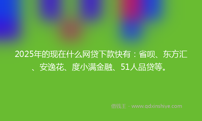 2025年的现在什么网贷下款快有：省呗、东方汇、安逸花、度小满金融、51人品贷等。