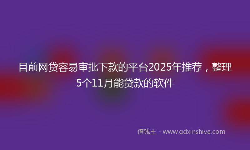 目前网贷容易审批下款的平台2025年推荐，整理5个11月能贷款的软件